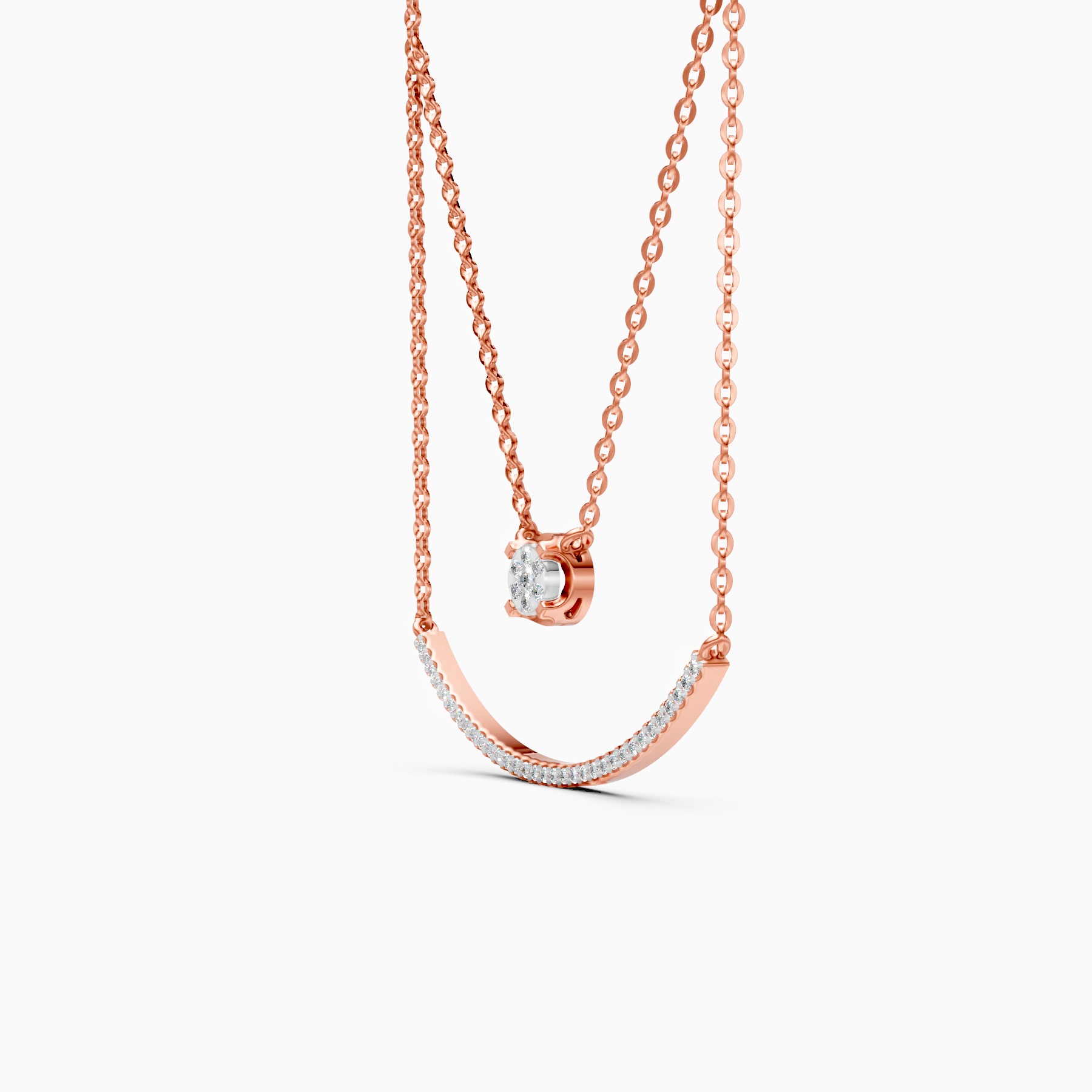 Modern Two Layer Lab Grown Diamond Necklace